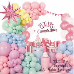 SET DE GLOBOS ARCO XL FELIZ CUMPLEA�OS PASTEL XSR 72 UNIDADES
